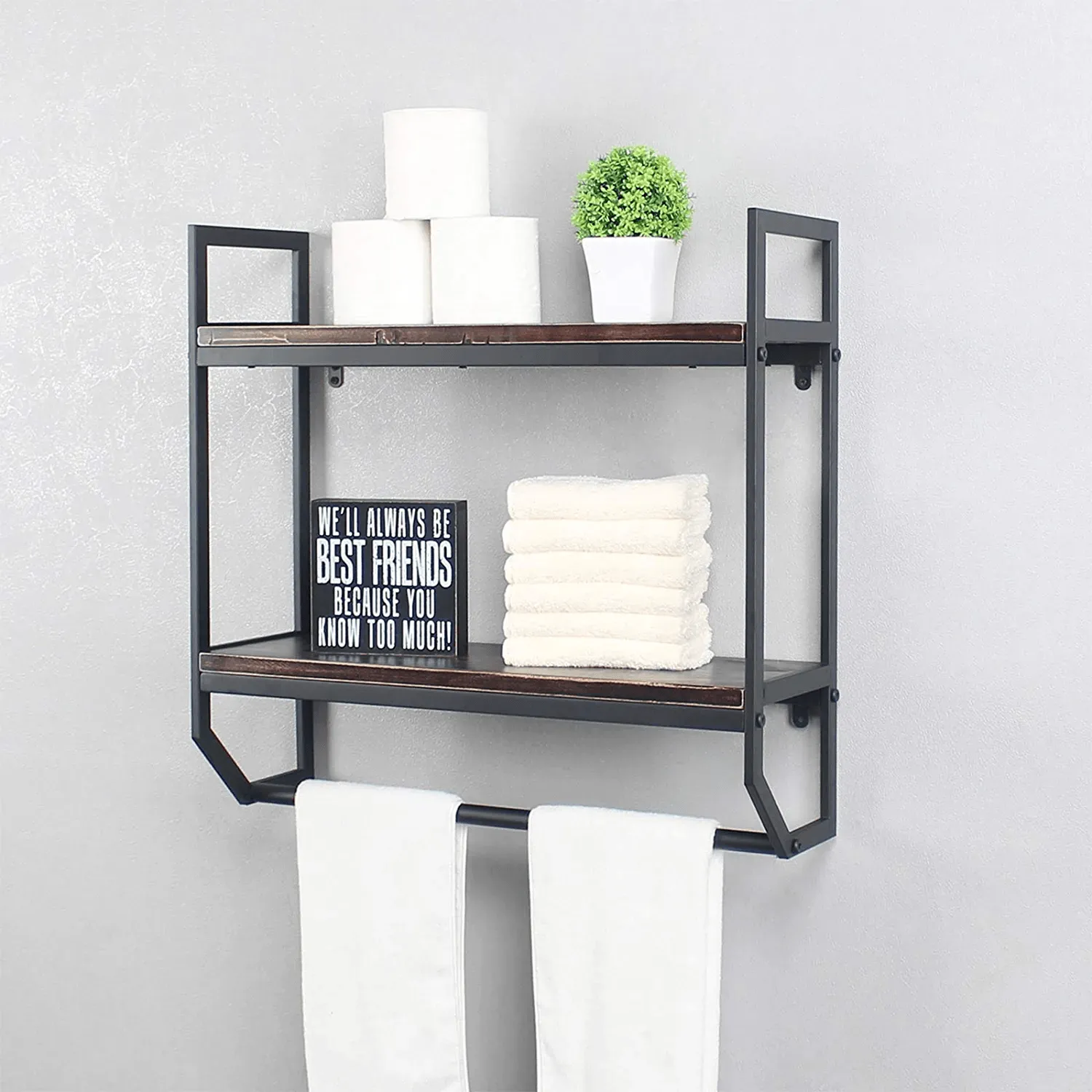 2-Tier Metal Industrial 23.6" Bathroom Shelves