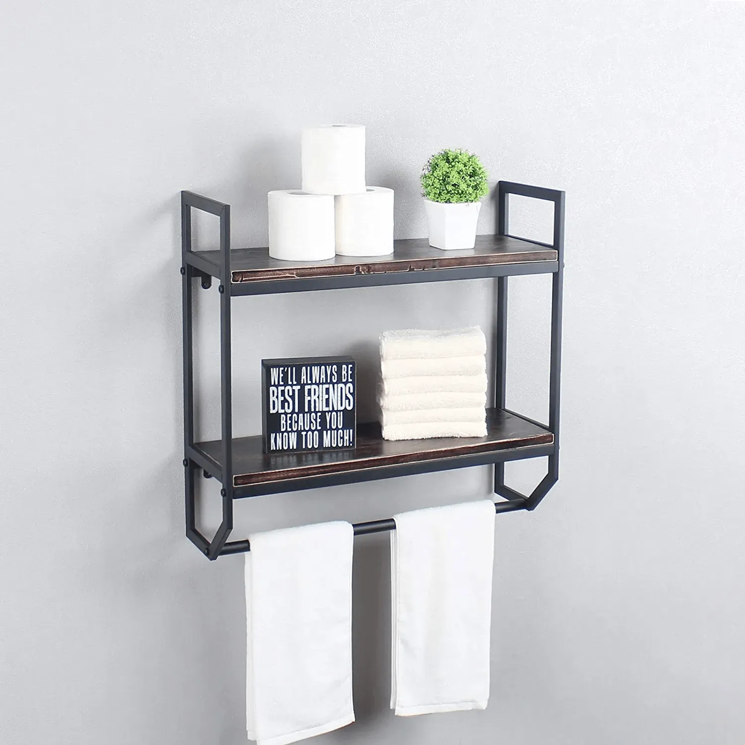 2-Tier Metal Industrial 23.6" Bathroom Shelves