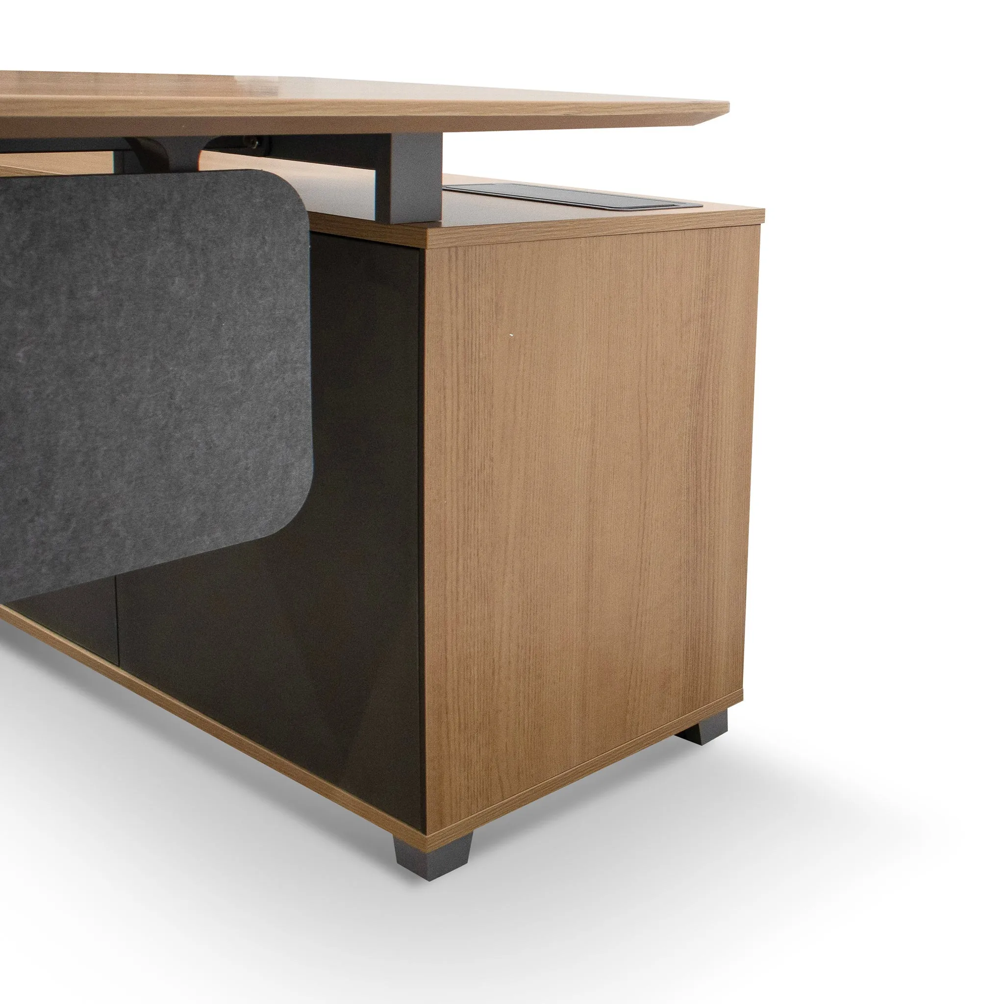 2.2m Left Return Grey Office Desk - Natural Top