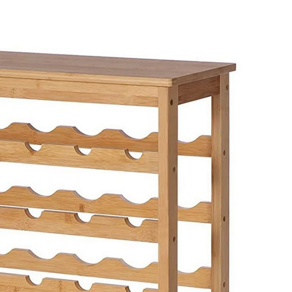 37 Inch Wine Rack, 7 Tier Display Storage Shelves, Natural Brown Finish By Casagear Home