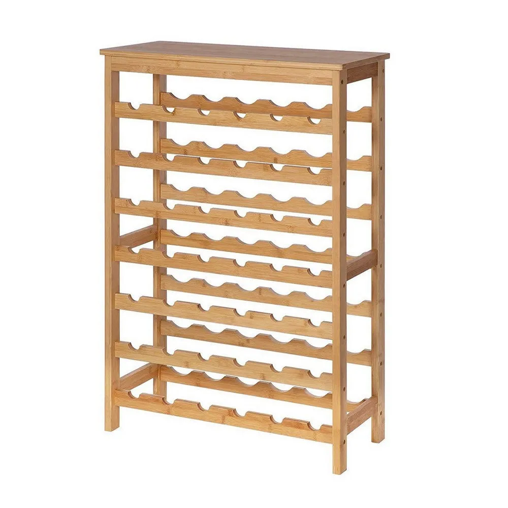 37 Inch Wine Rack, 7 Tier Display Storage Shelves, Natural Brown Finish By Casagear Home