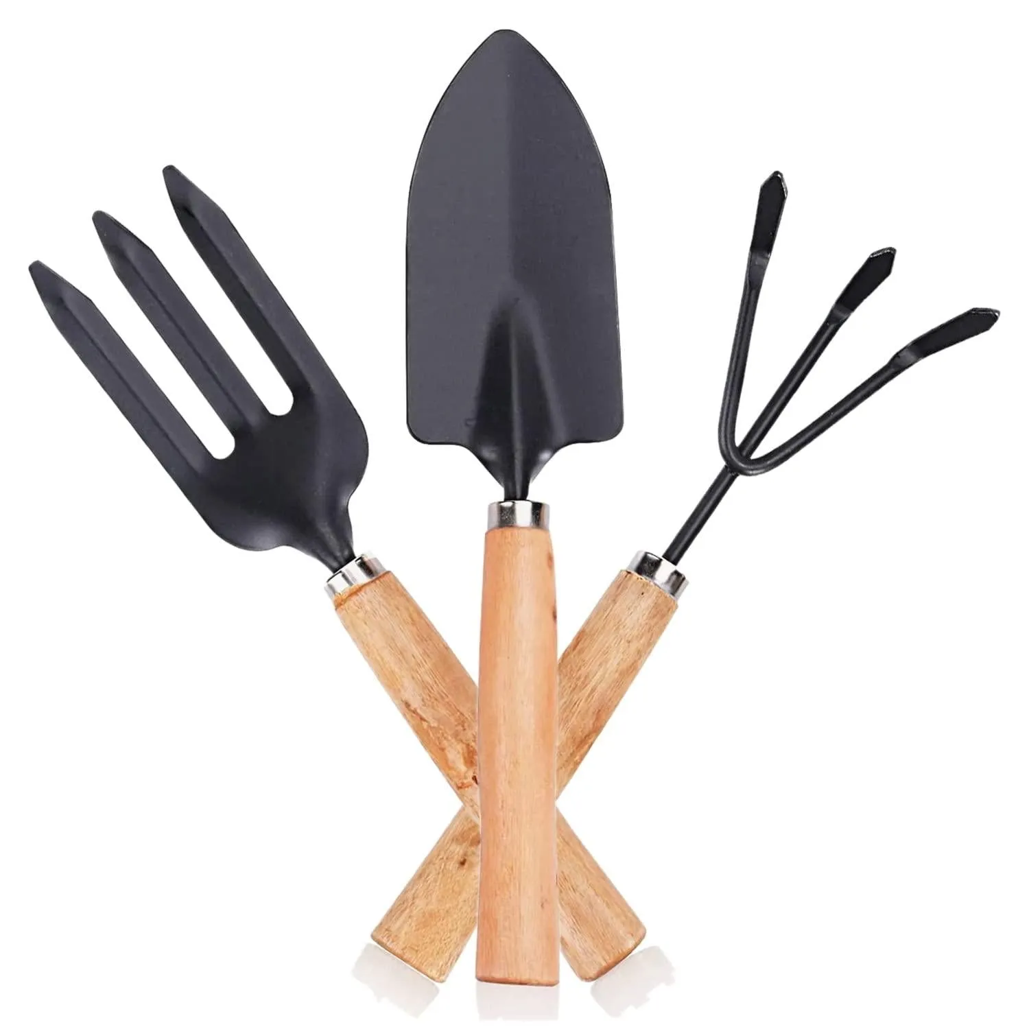 3Pcs Garden Tool Set With Wooden Handle - Small