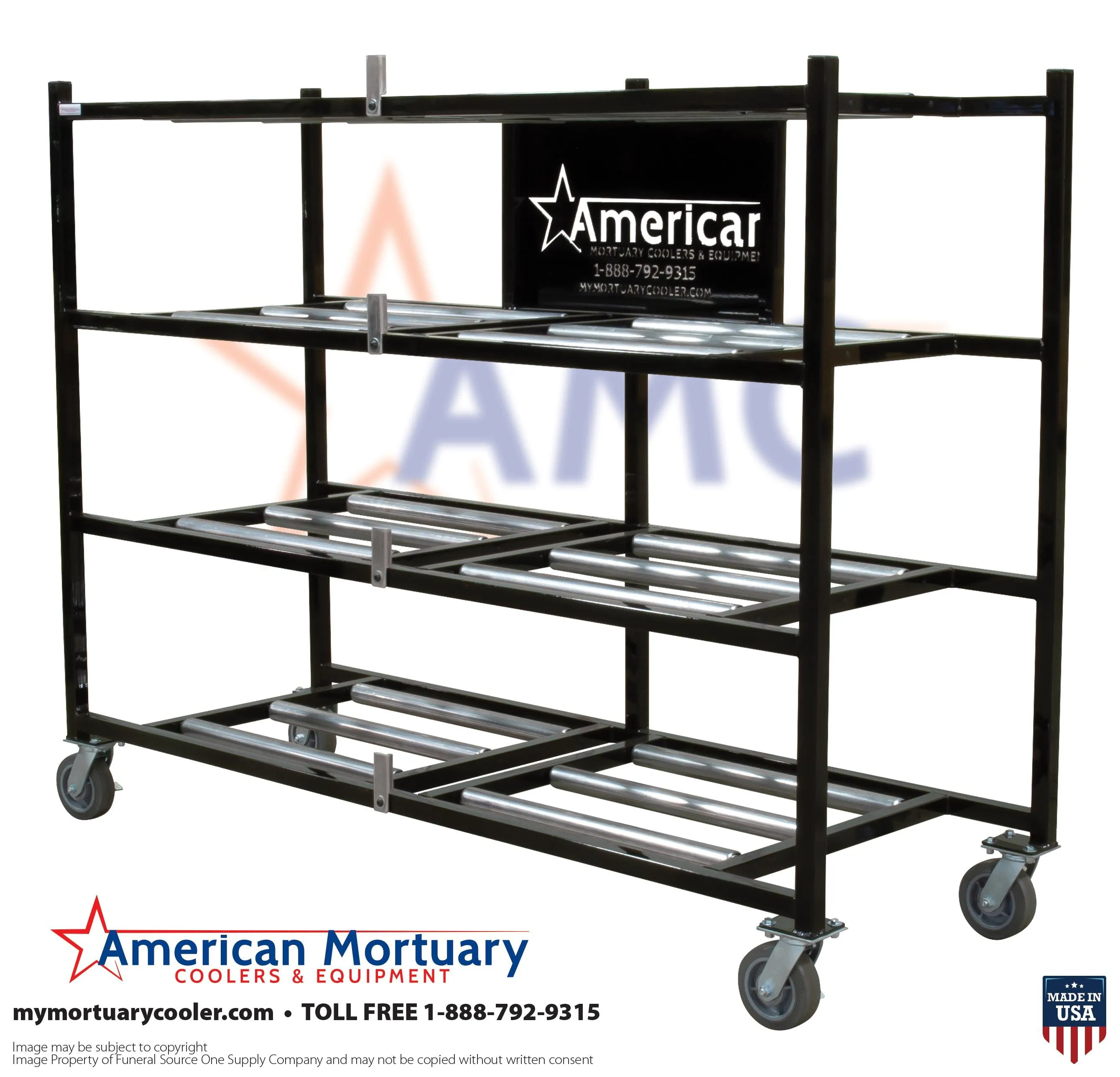 4-Tier Side Loading Mortuary Rack Model 4TSL-Low Profile