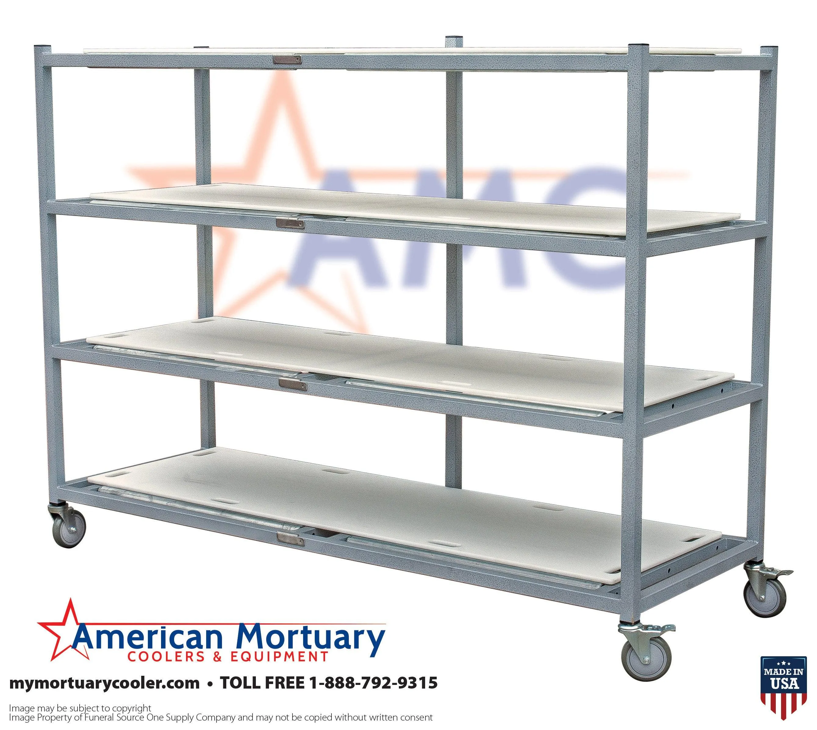 4-Tier Side Loading Mortuary Rack Model 4TSL-Low Profile