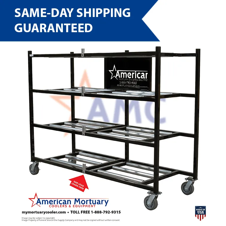 4-Tier Side Loading Mortuary Rack Model 4TSL-Low Profile