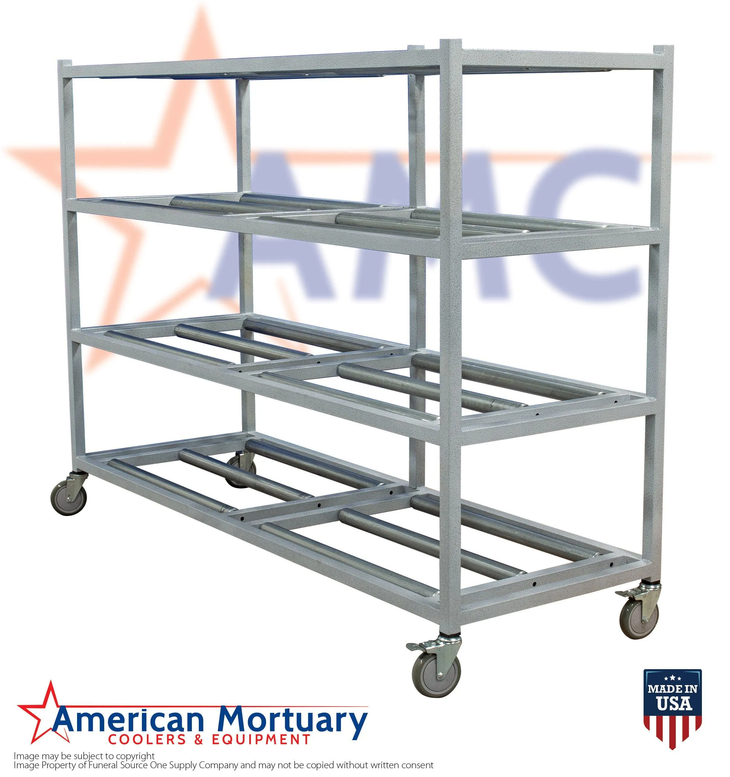 4-Tier Side Loading Mortuary Rack Model 4TSL-Low Profile