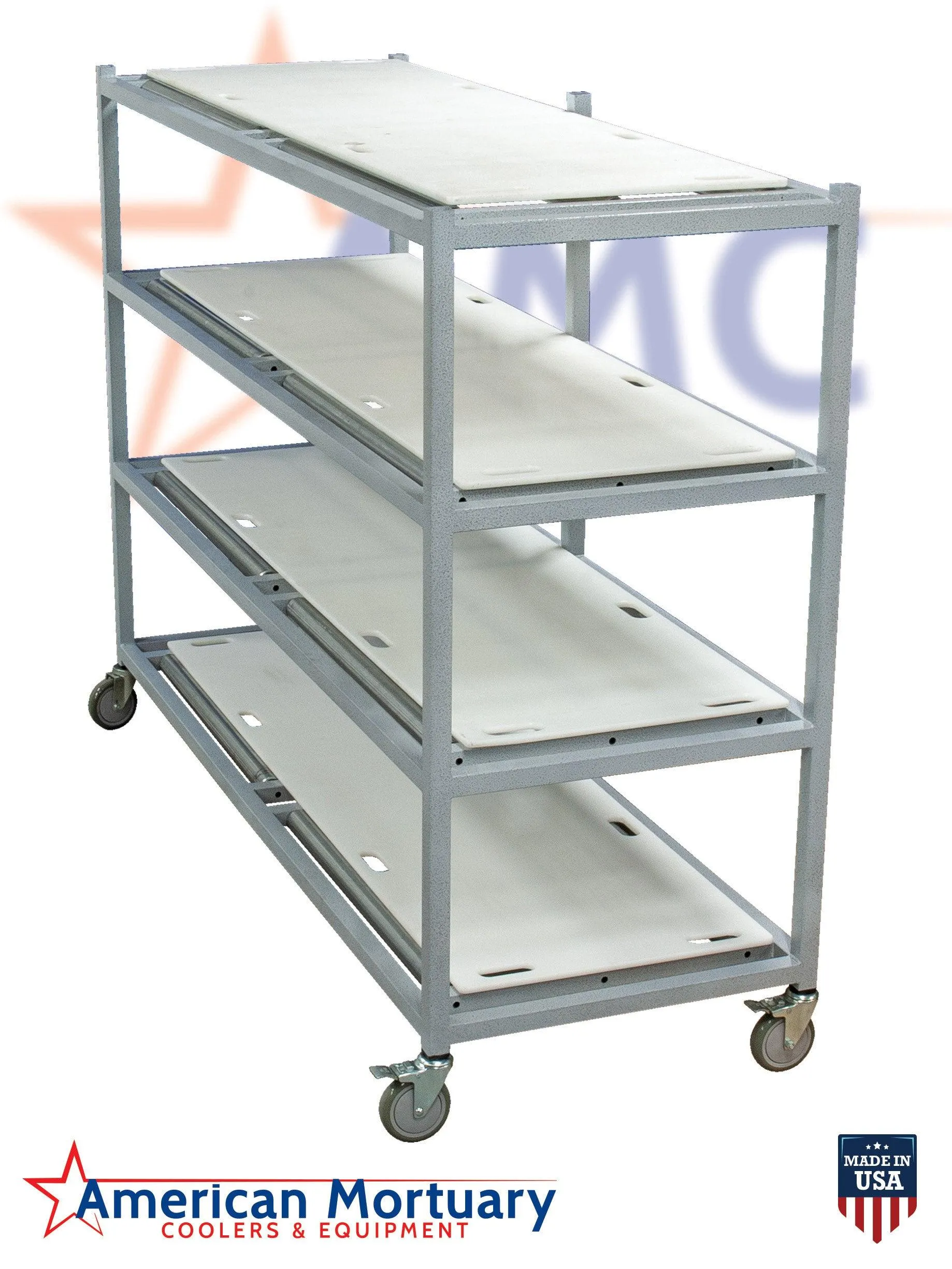 4-Tier Side Loading Mortuary Rack Model 4TSL-Low Profile