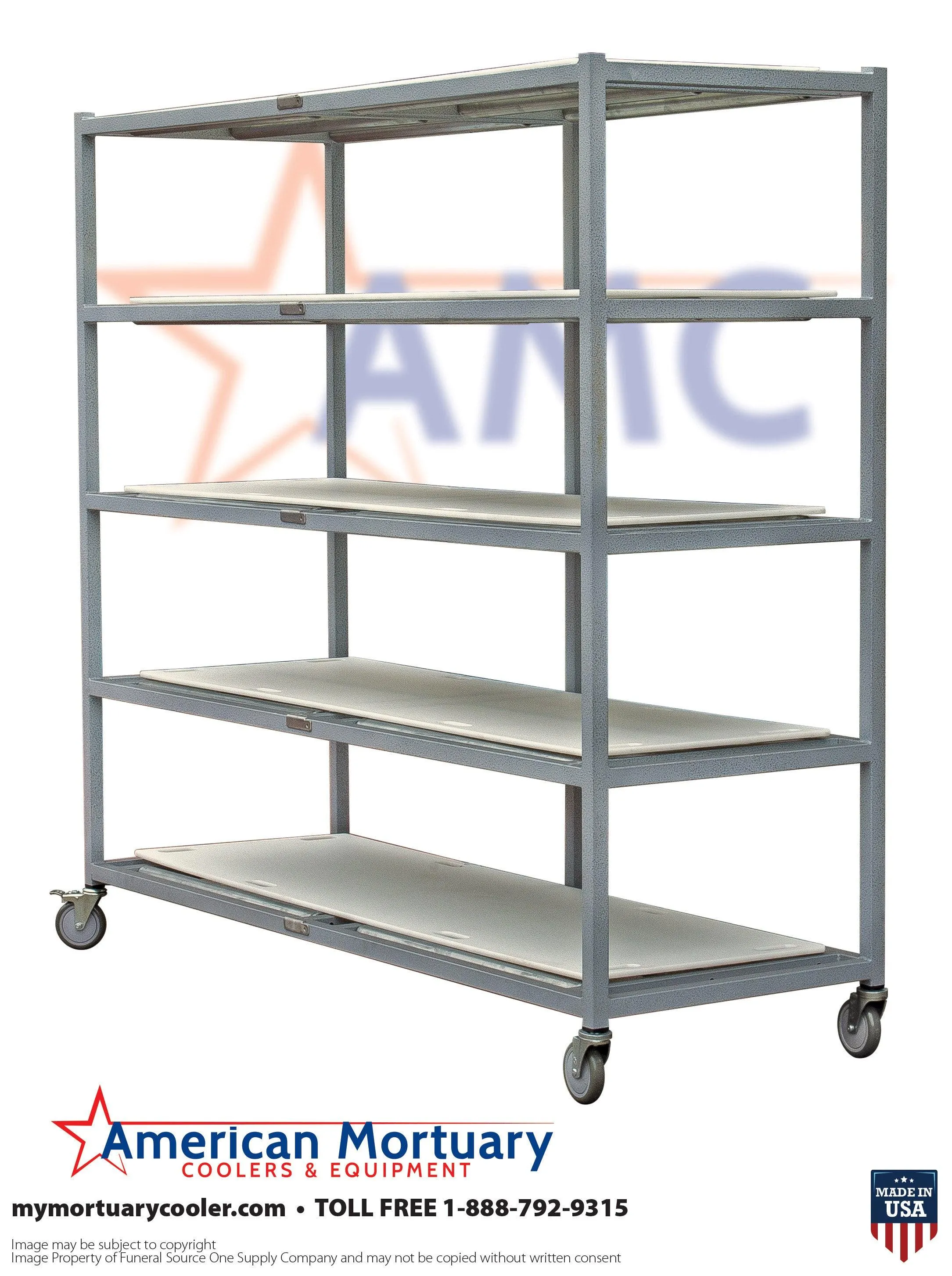 5 Tier American Mortuary Coolers Side Loading Mortuary Roller Rack