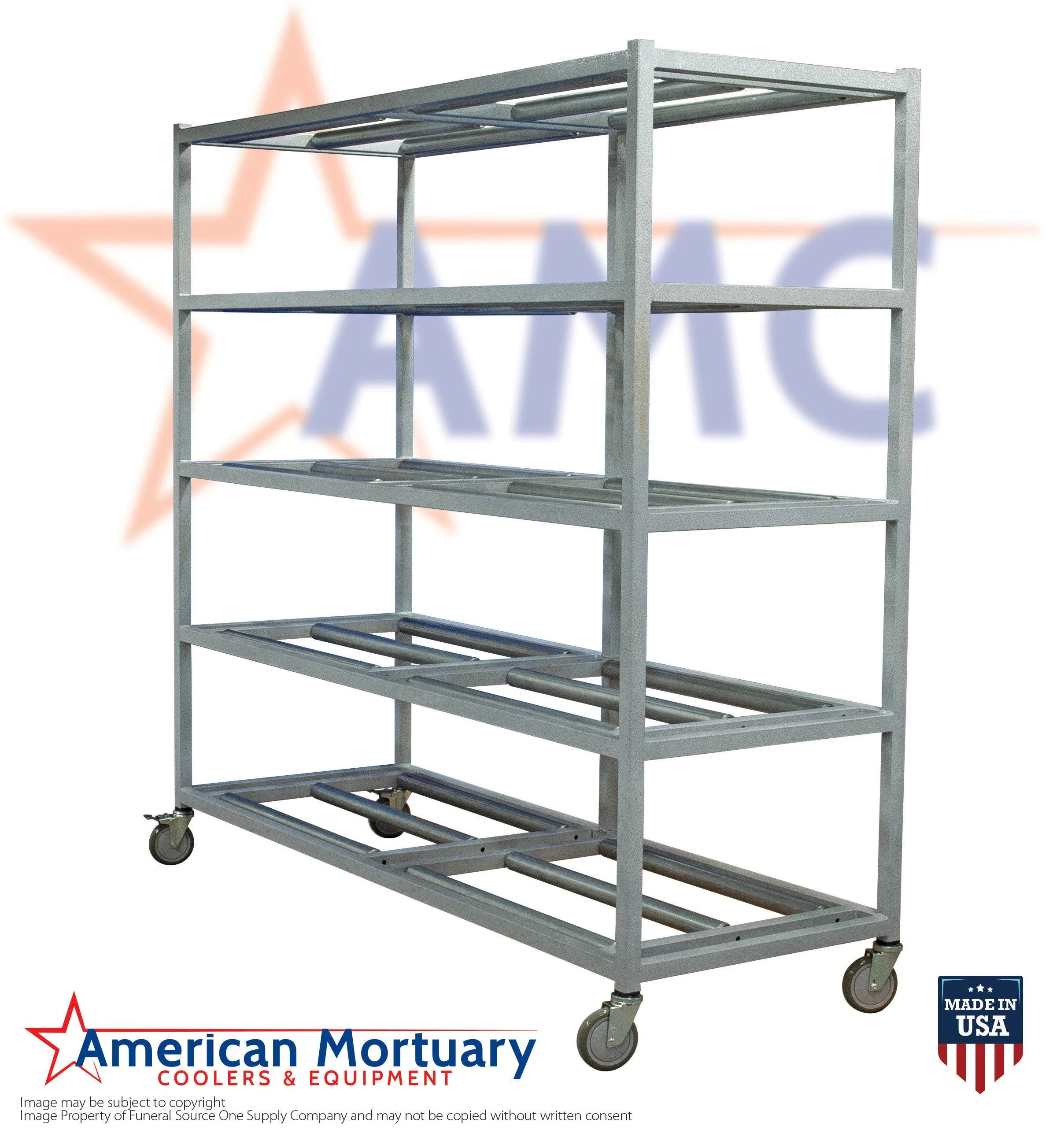 5 Tier American Mortuary Coolers Side Loading Mortuary Roller Rack