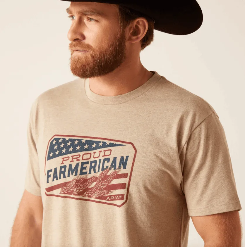 Ariat Men's Oatmeal Heather Farmerican Tee 10047885