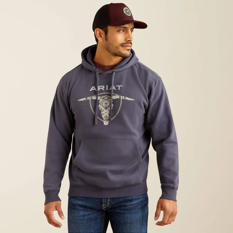 Ariat Men's Odyssey Grey Southwestern Longhorn Hoodie 10052004