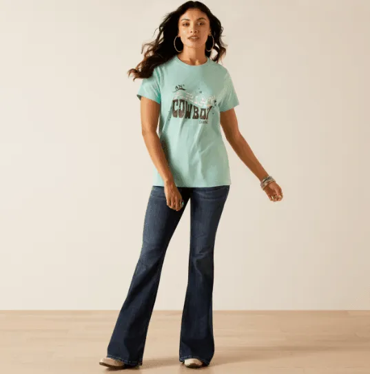 Ariat Women's Aqua Heather Cowboy Tee 10048642