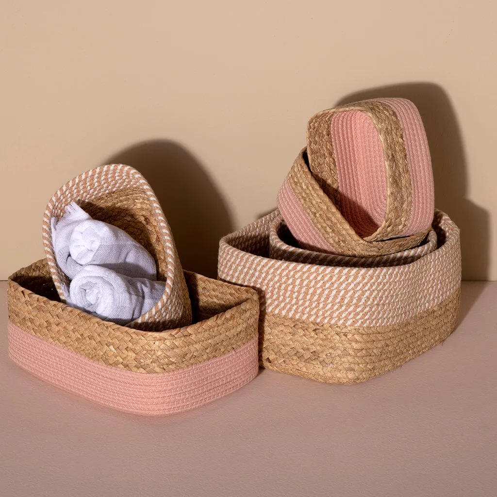 Assorted set of 3 Dalton Cotton Rope Organizer Baskets | Blush