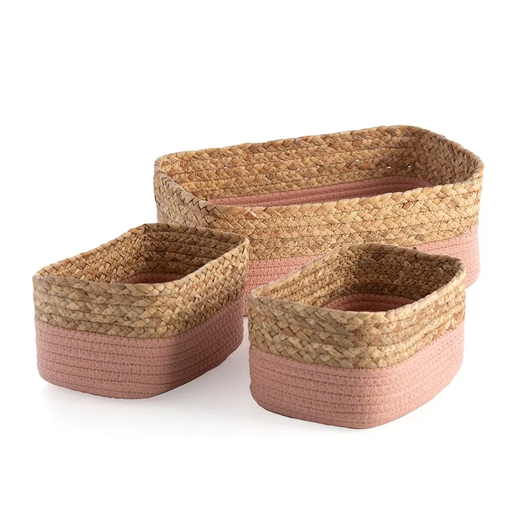 Assorted set of 3 Dalton Cotton Rope Organizer Baskets | Blush