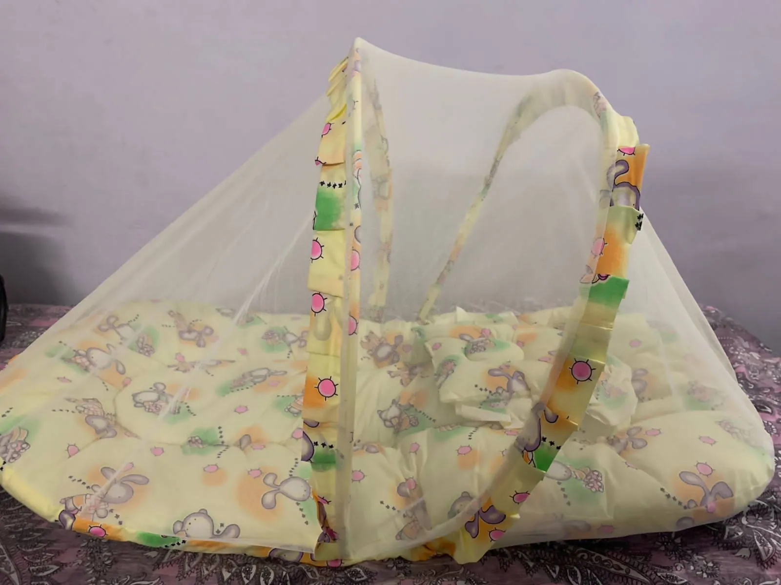 Baby Bedding with Mosquito Net, Zip Closure & Neck Pillow, Baby Bedding for New Born, 0M 