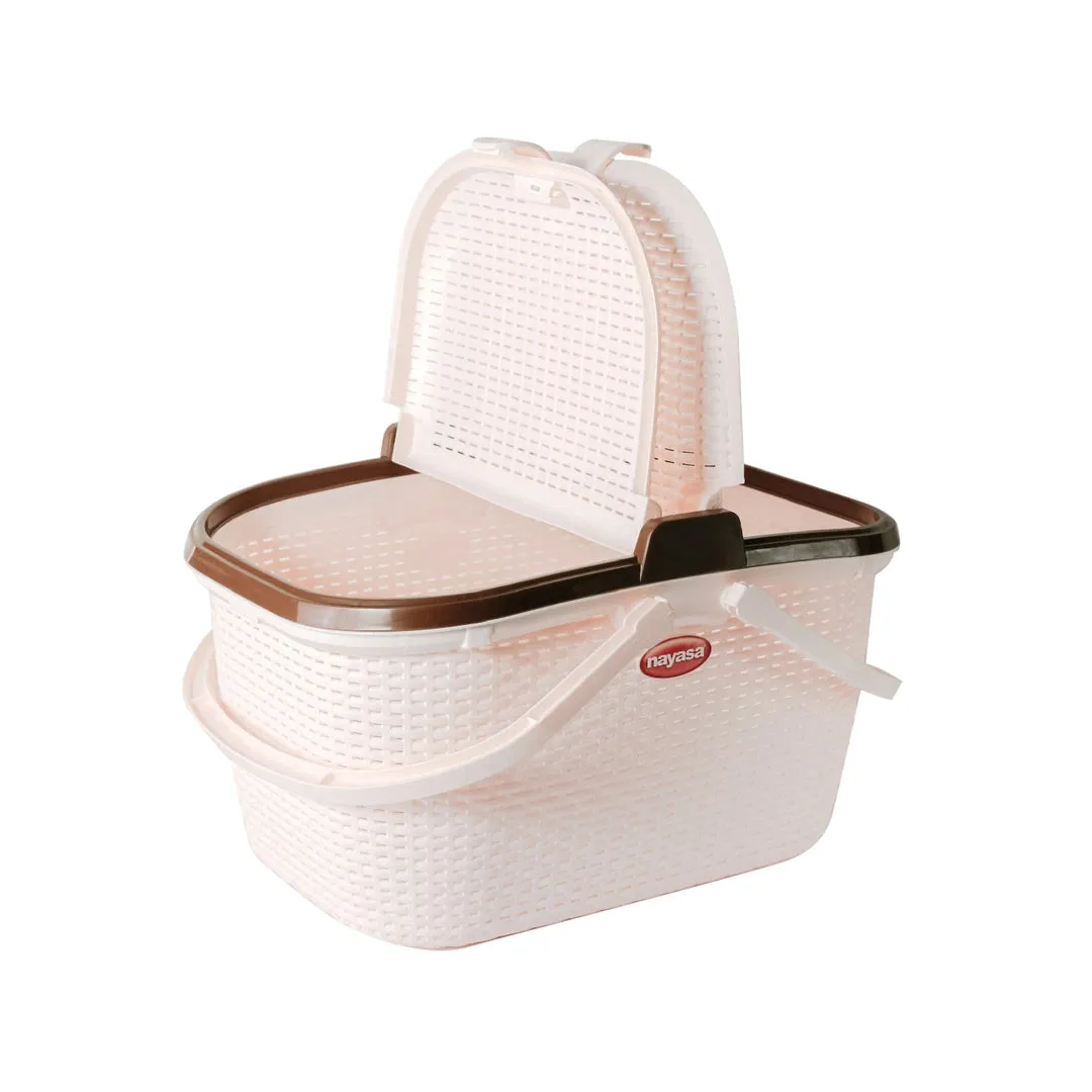 Beige Hamlock Multi Utility Basket With lid For Storage / Picnic / Shopping