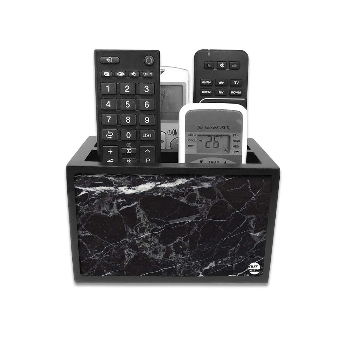 Black Remote Control Holder For TV / AC Remotes -  Marble Black