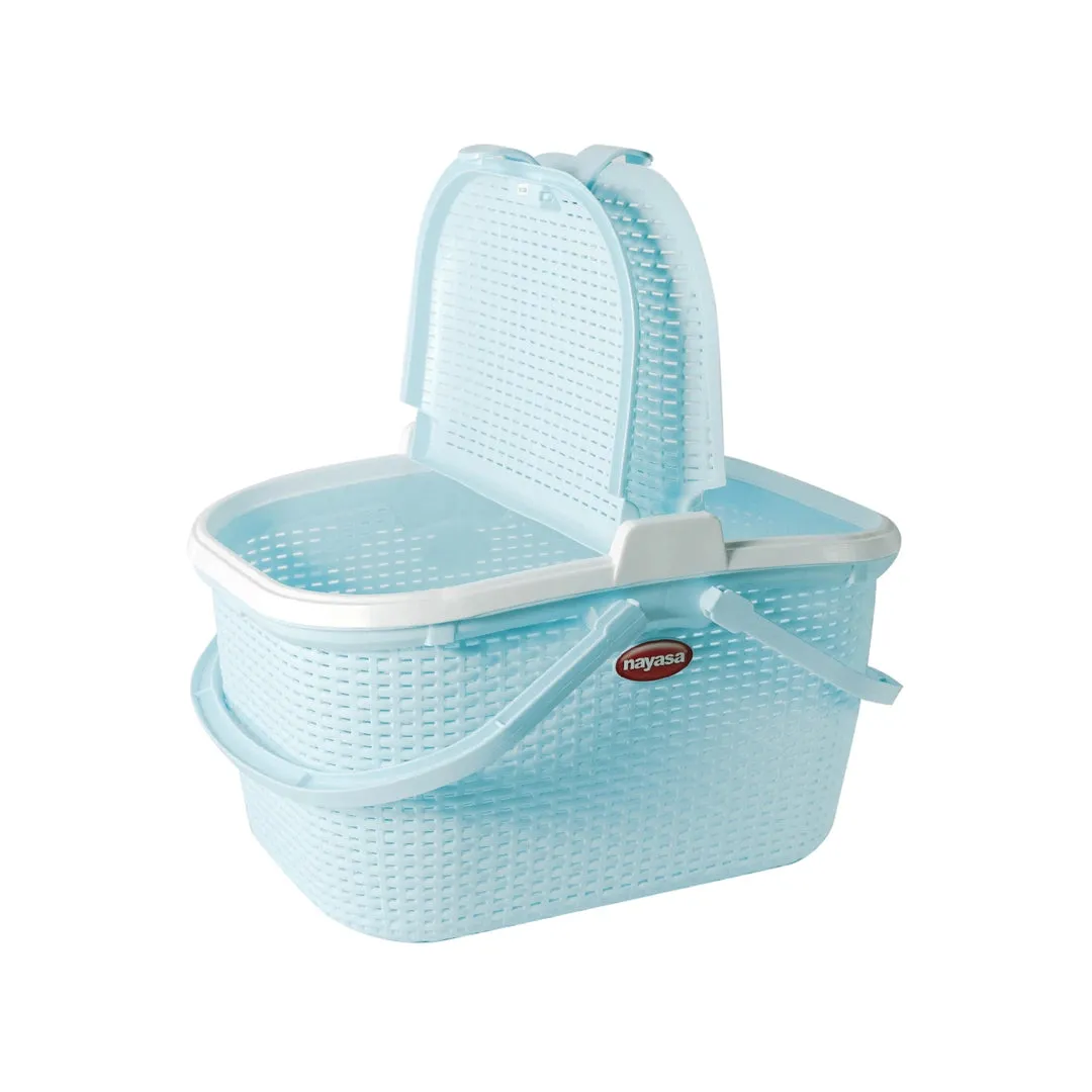 Blue Hamlock Multi Utility Basket With lid For Storage / Picnic / Shopping