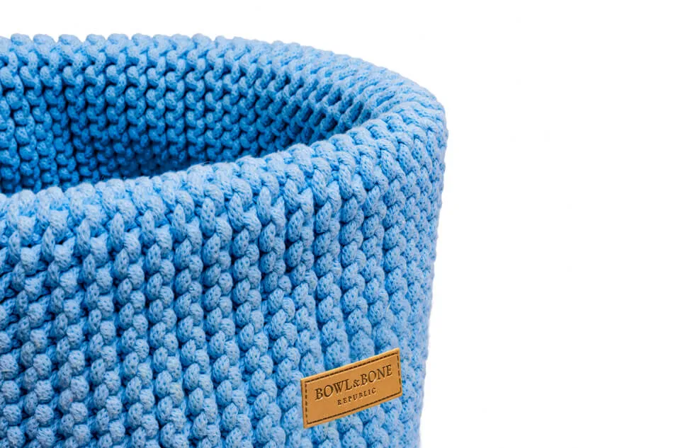 Bowl and Bone Blue Double Cotton Dog Toy Storage Basket