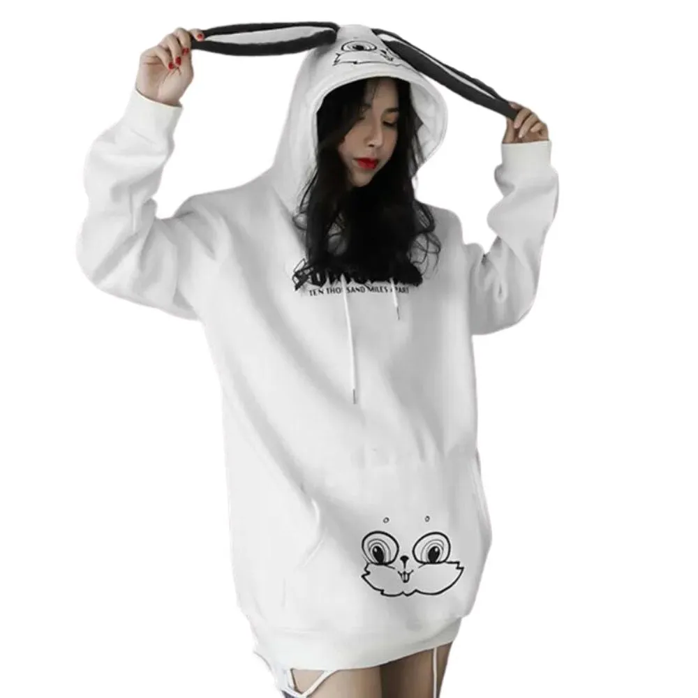 Bunny Rabbit Ears Unisex Hoodie Couples Women's Hoodie Top Casual Sweatshirts Fashion Funny Cute Cool Rock Goth Punk