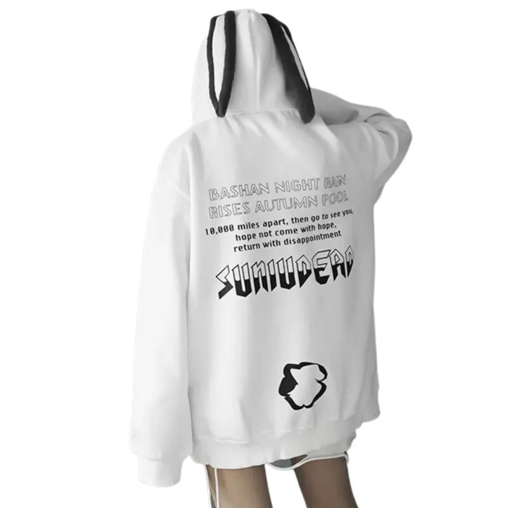 Bunny Rabbit Ears Unisex Hoodie Couples Women's Hoodie Top Casual Sweatshirts Fashion Funny Cute Cool Rock Goth Punk