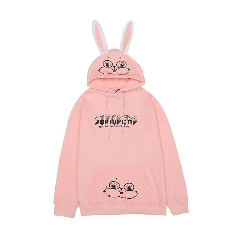 Bunny Rabbit Ears Unisex Hoodie Couples Women's Hoodie Top Casual Sweatshirts Fashion Funny Cute Cool Rock Goth Punk