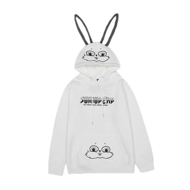 Bunny Rabbit Ears Unisex Hoodie Couples Women's Hoodie Top Casual Sweatshirts Fashion Funny Cute Cool Rock Goth Punk