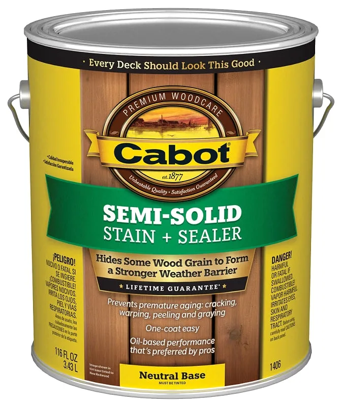 Cabot 140.0001406.007 Semi Transparent Stain, Natural Flat, Neutral Base, Liquid, 1 gal :GAL: QUANTITY: 4