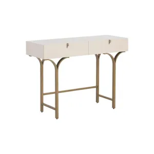 Celine Console Table Cream With Antique Brass Legs