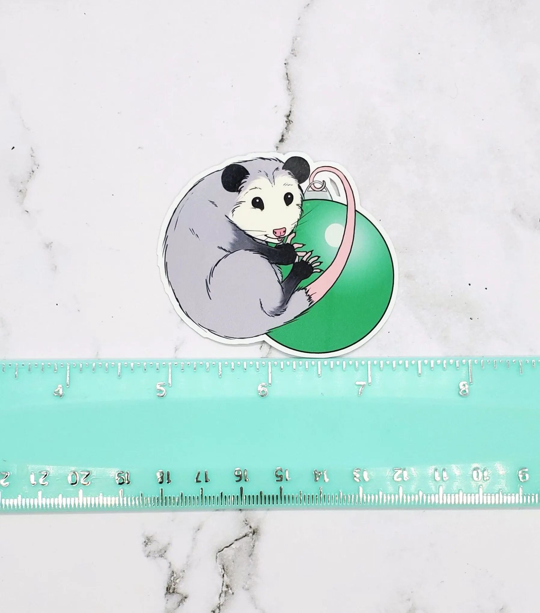 Christmas Opossum Ornament Sticker