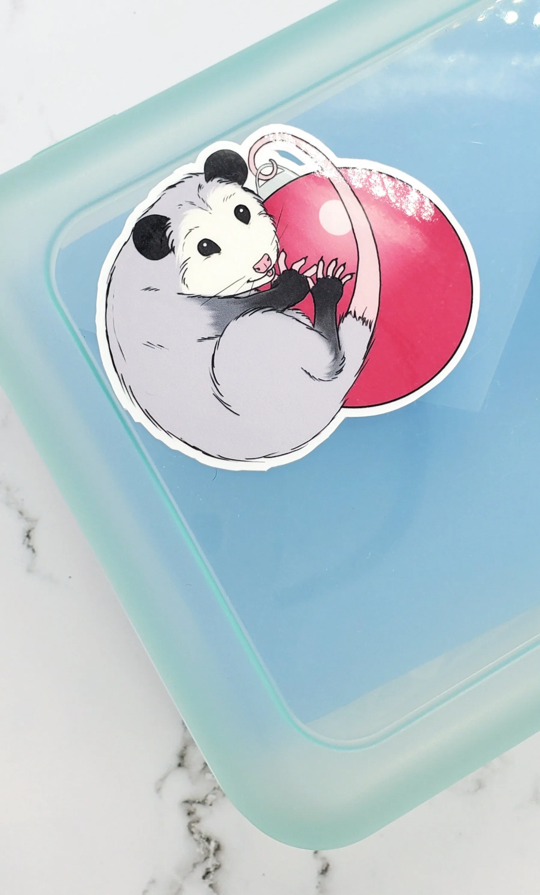 Christmas Opossum Ornament Sticker