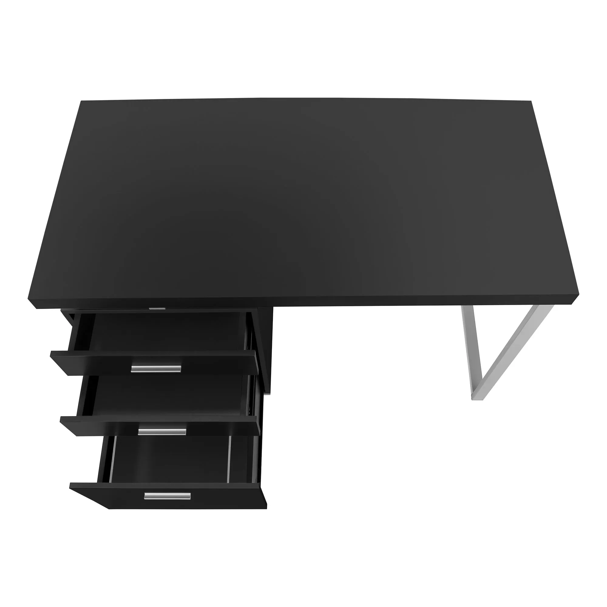 Computer Desk, Home Office, Laptop, Left, Right Set-up, Storage Drawers, 48"l, Work, Black Laminate, Grey Metal, Contemporary, Modern