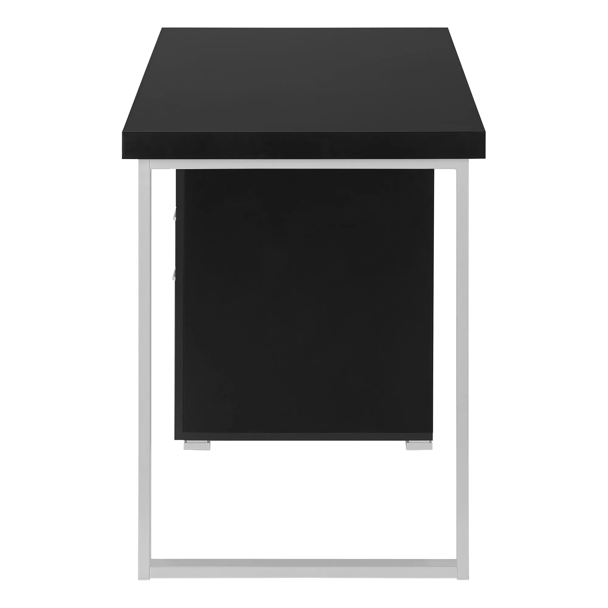 Computer Desk, Home Office, Laptop, Left, Right Set-up, Storage Drawers, 48"l, Work, Black Laminate, Grey Metal, Contemporary, Modern