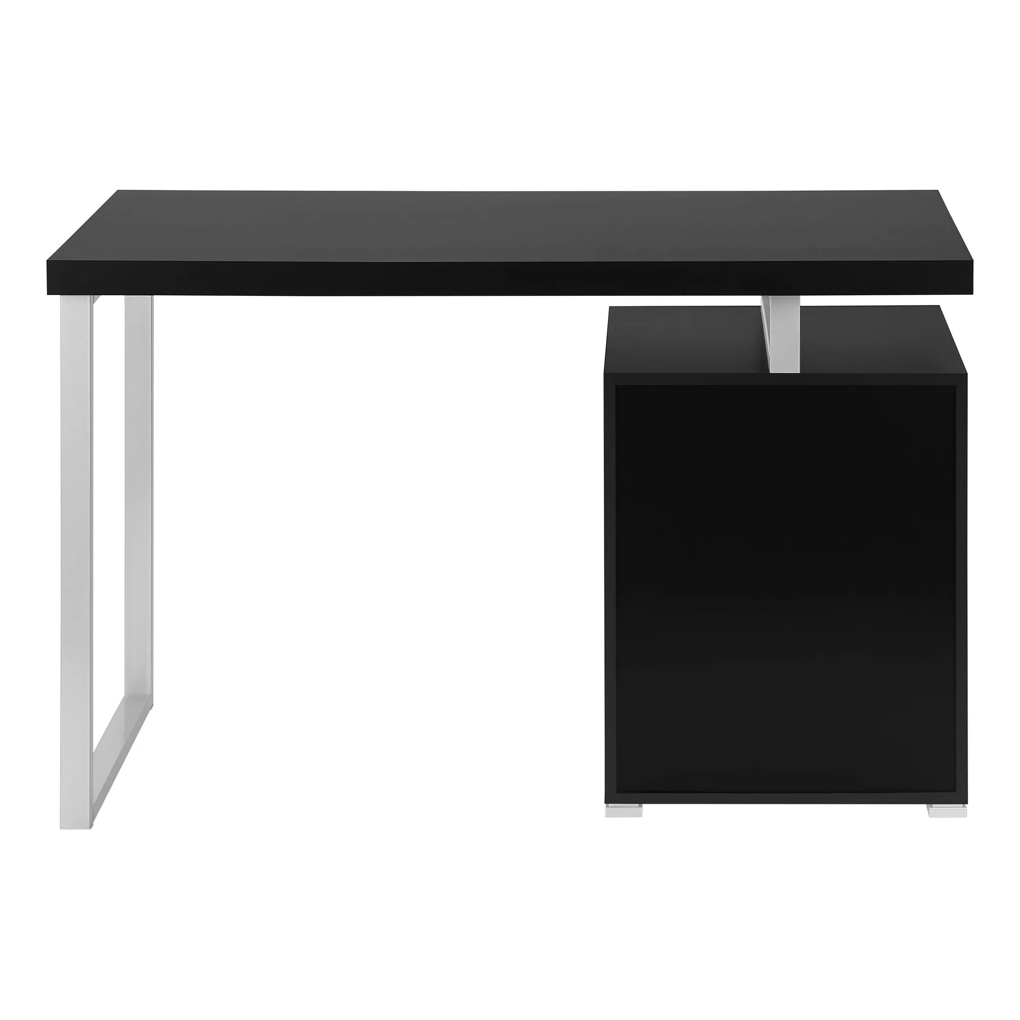 Computer Desk, Home Office, Laptop, Left, Right Set-up, Storage Drawers, 48"l, Work, Black Laminate, Grey Metal, Contemporary, Modern