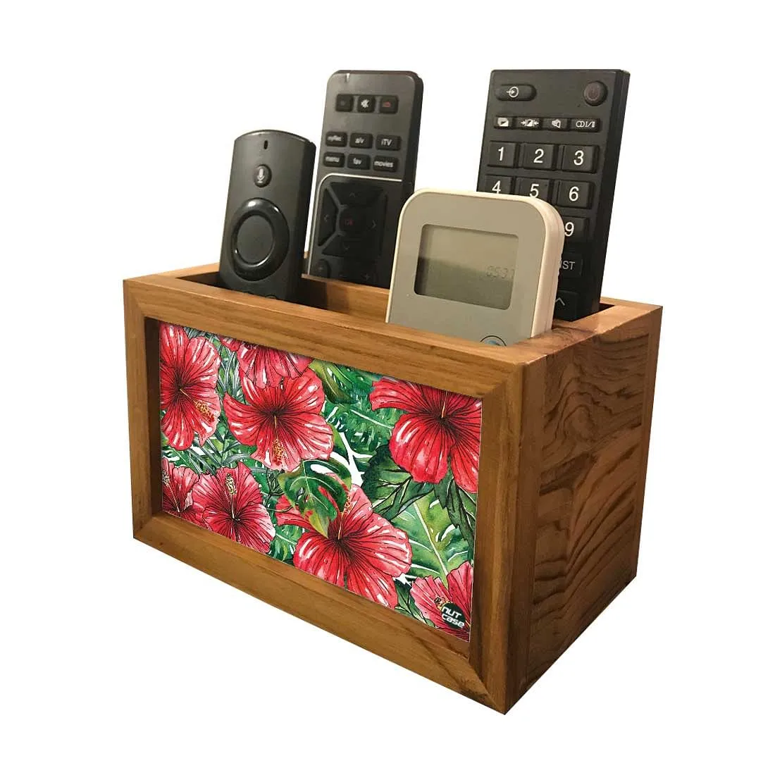 Designer Floral Tv Remote Holder For TV / AC Remotes -  Hibiscus Flower