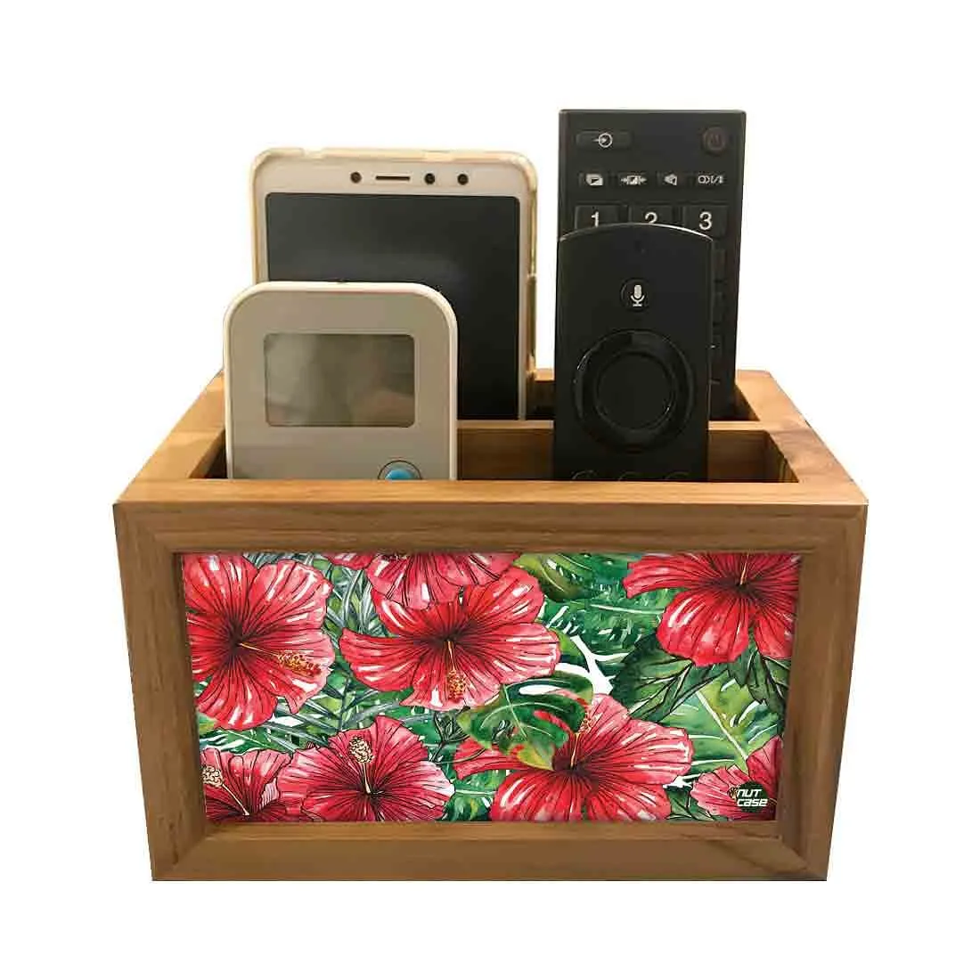 Designer Floral Tv Remote Holder For TV / AC Remotes -  Hibiscus Flower