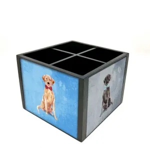 Desk Organizer For Stationery -  Cute Hipster Lab Dogs