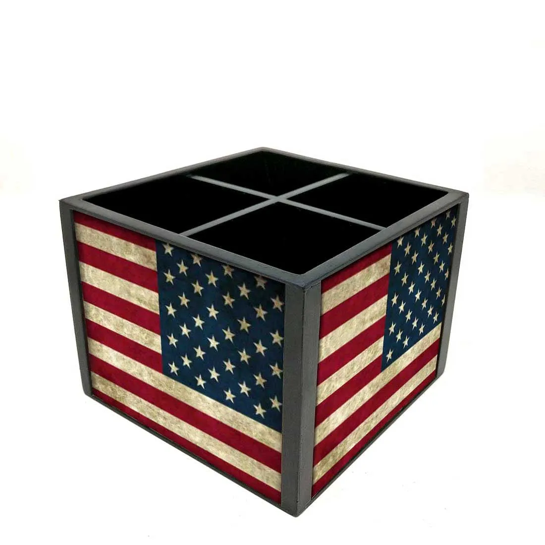 Desk Organizer For Stationery -  USA Vintage Flag