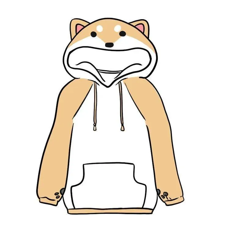 Doge Shiba Inu Husky Women's Hoodie: With ears and face on hood and a tail on the rear