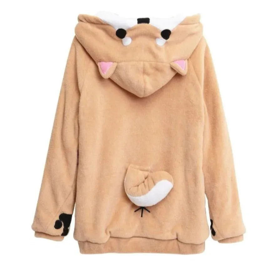 Doge Shiba Inu Husky Women's Hoodie: With ears and face on hood and a tail on the rear