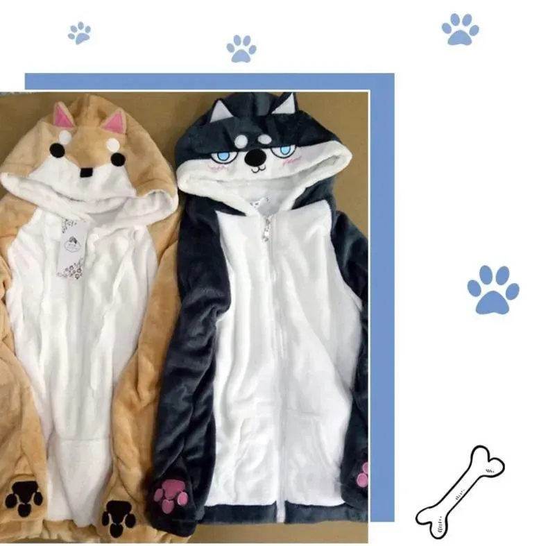 Doge Shiba Inu Husky Women's Hoodie: With ears and face on hood and a tail on the rear