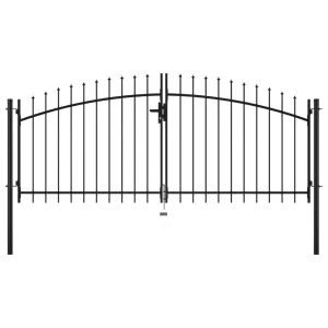 Double Door Fence Gate with Spear Top 300x150 cm