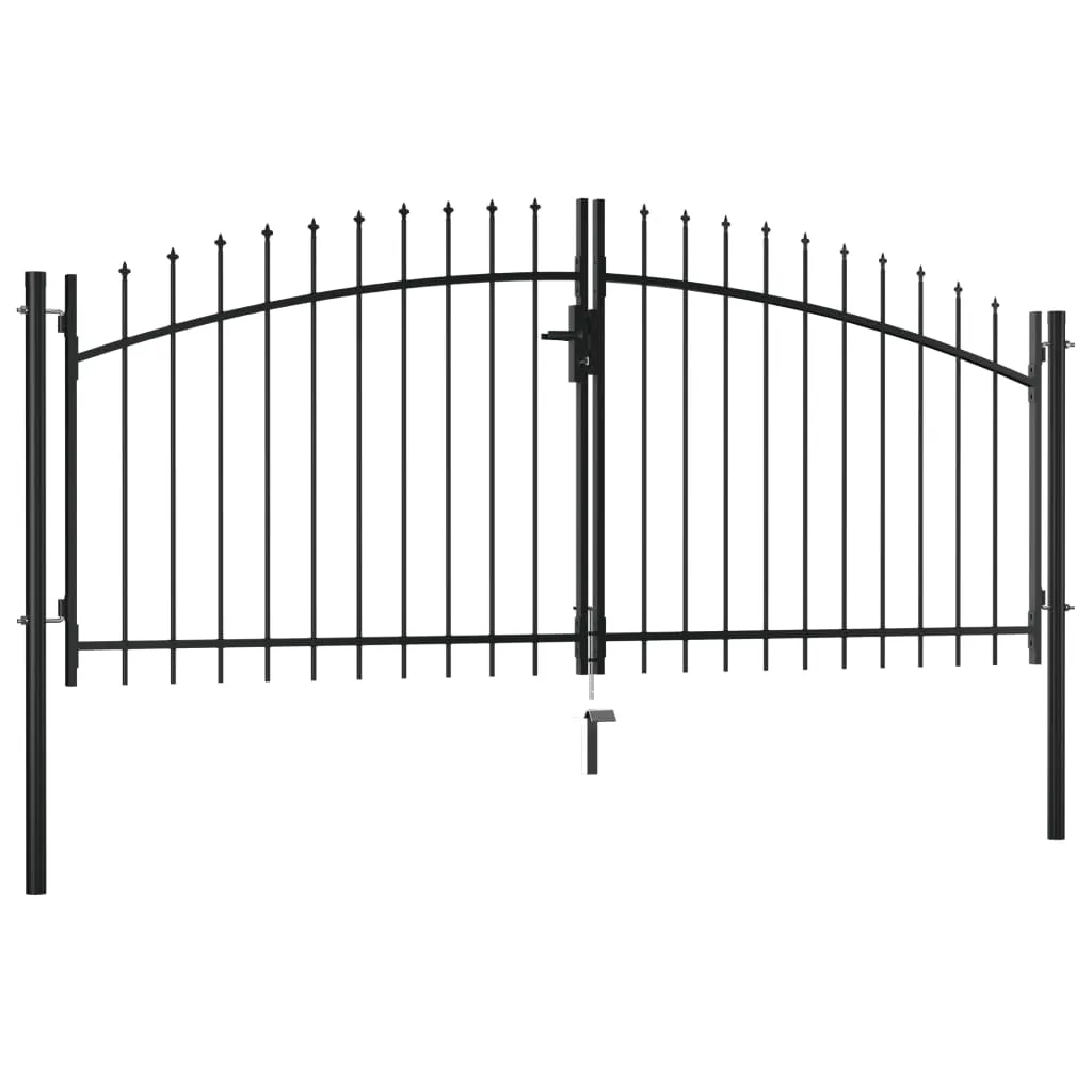 Double Door Fence Gate with Spear Top 300x150 cm