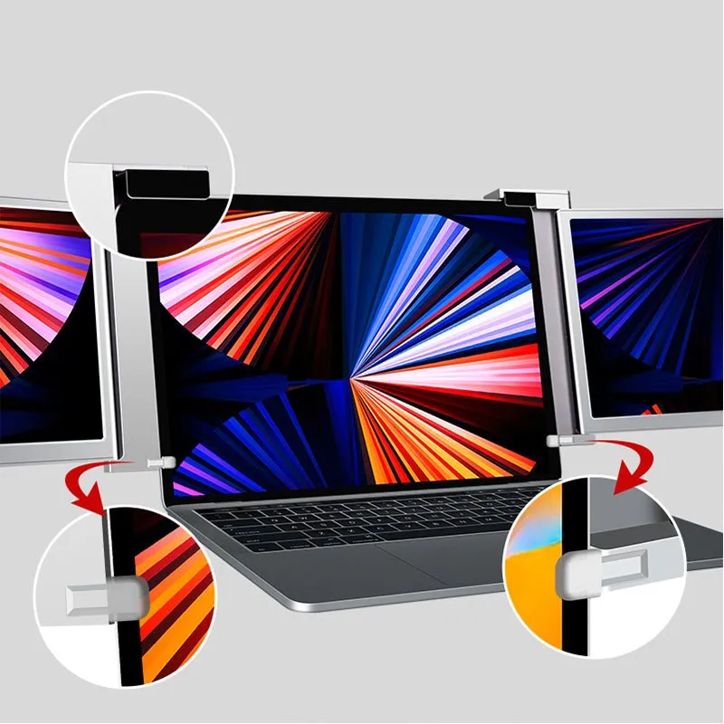 Dual Portable Triple Fold 1080P IPS FHD Monitor Screen Extender For Laptop 12" 13.3" 15"