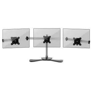 Duronic Computer Monitor Arms Stand DM753 Triple Freestanding PC Multi Arms Desk Mount Stands Riser for 3 8kg 15-24 Inch Display Screens VESA 75/100 - Black