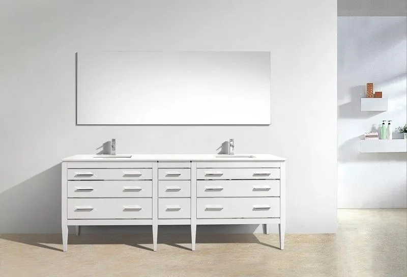 Eiffel 82'/'84'' Double Sink Vanity W/ Quartz Counter Top