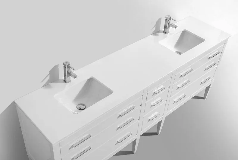 Eiffel 82'/'84'' Double Sink Vanity W/ Quartz Counter Top