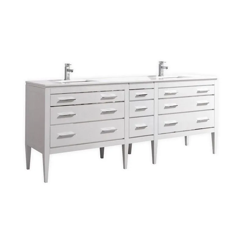 Eiffel 82'/'84'' Double Sink Vanity W/ Quartz Counter Top