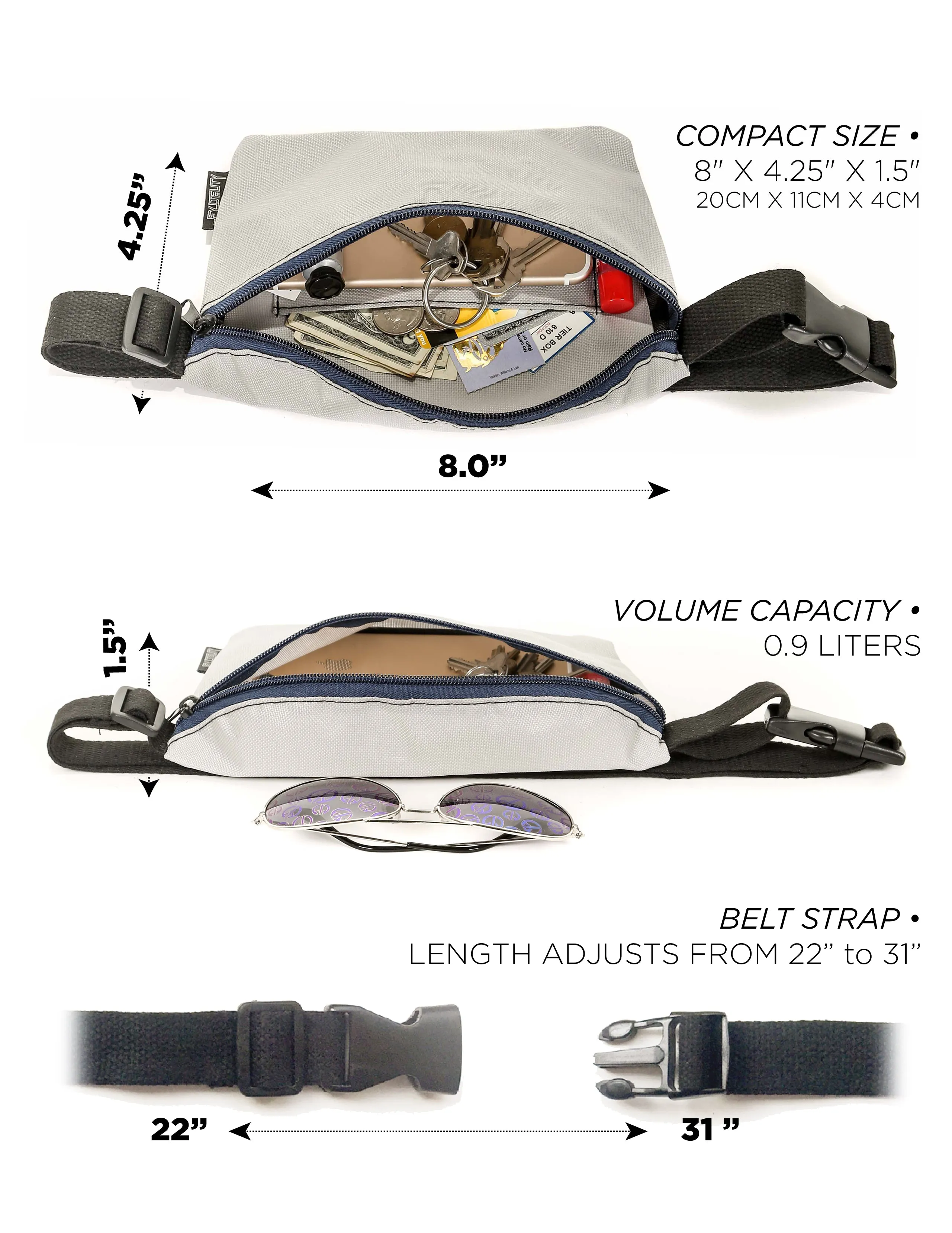 Fanny Pack | Kids Slim | METALLIC Silver Laser