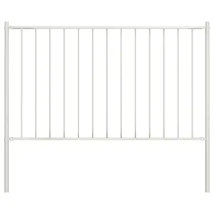 Fence Panel with Posts Powder-coated Steel 1.7x0.75 m White